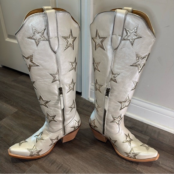 Ariat Casanova Star X Western White Leather Boots - Picture 8 of 13